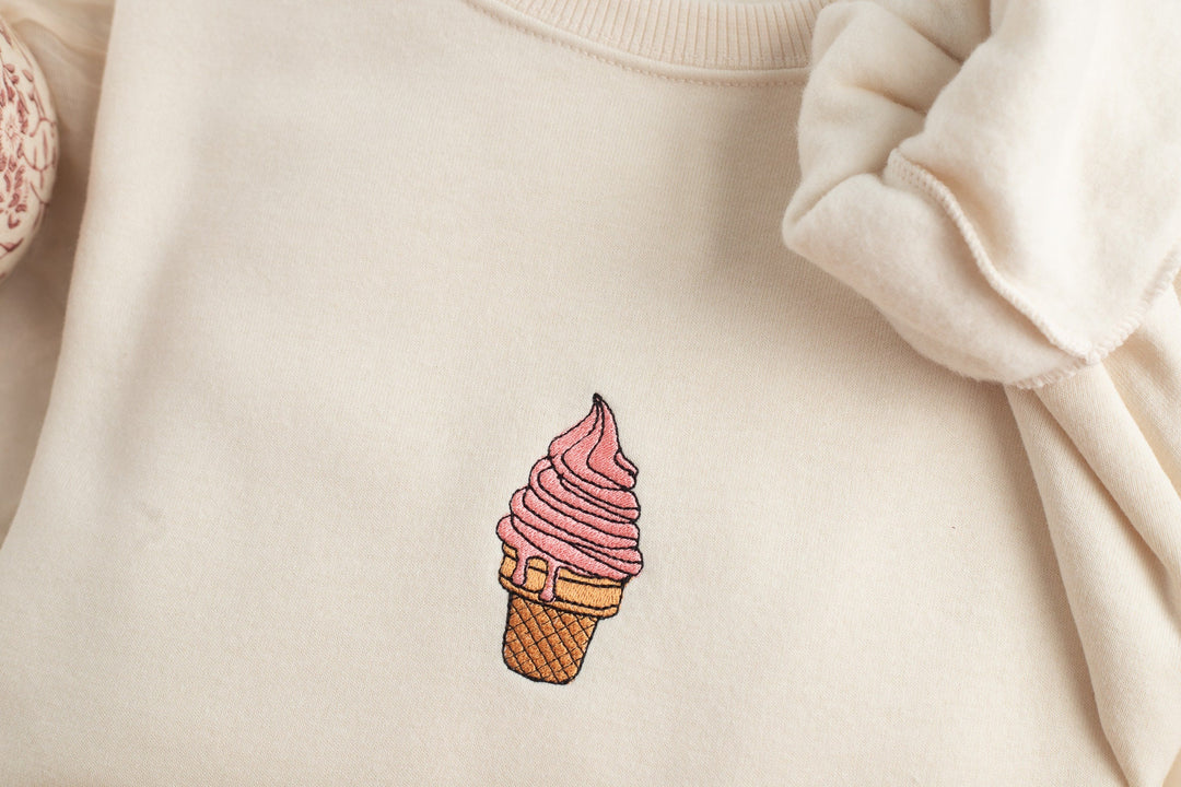 Embroidered Ice Cream Sweatshirt, Embroidered Ice Cream Crewneck, Summer Gift, Cute Summer Sweatshirt, ICEC-C-97