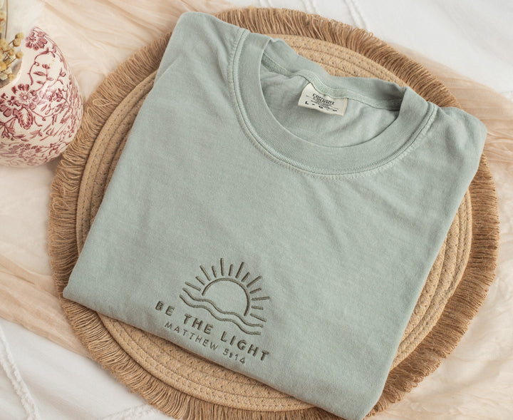 Embroidered Be The Light Tshirt, Embroidered Christian Tshirt, Embroidered Bible Verse Tshirt, Christian Gifts, Bible Gift, BET-C-97