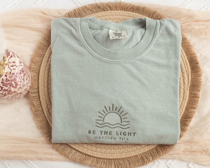 Embroidered Be The Light Tshirt, Embroidered Christian Tshirt, Embroidered Bible Verse Tshirt, Christian Gifts, Bible Gift, BET-C-97