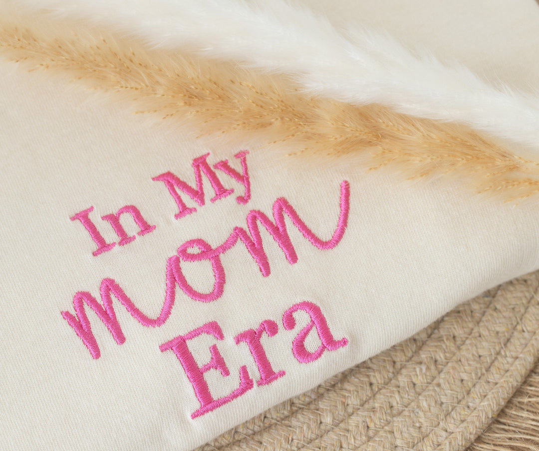 Embroidered In My Mom era Tshirt, Embroidered mom tshirt, Embroidered Summer Tshirt, Embroidered Boho Shirt, New Mom Gift, Baby INMYM-C-97