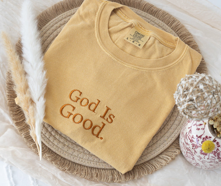 Embroidered God is Good Tshirt, Embroidered Christian Tshirt, Embroidered Bible Verse Tshirt, Christian Gifts, Bible Gift, GOD-C-97