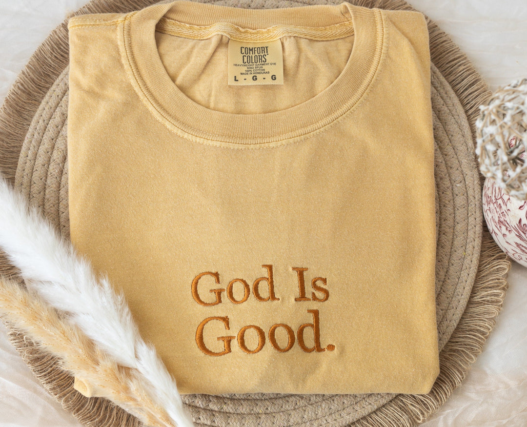 Embroidered God is Good Tshirt, Embroidered Christian Tshirt, Embroidered Bible Verse Tshirt, Christian Gifts, Bible Gift, GOD-C-97