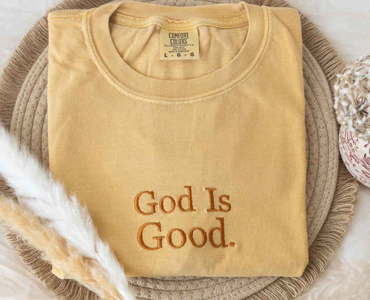 Embroidered God is Good Tshirt, Embroidered Christian Tshirt, Embroidered Bible Verse Tshirt, Christian Gifts, Bible Gift, GOD-C-97