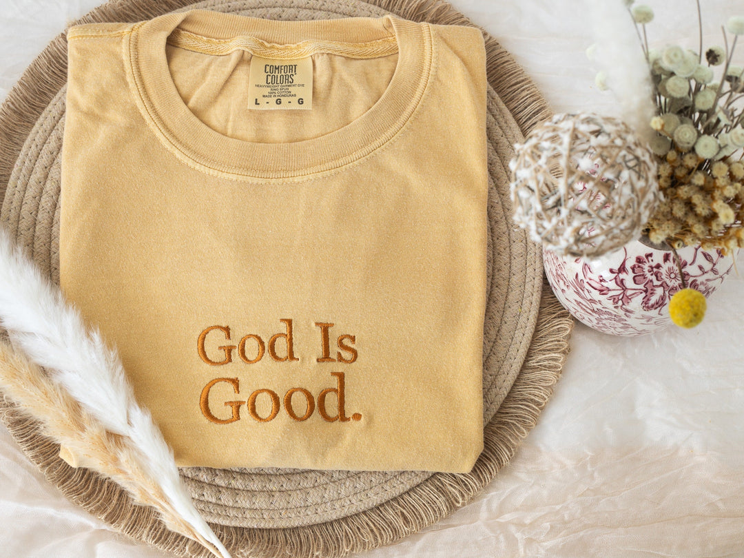 Embroidered God is Good Tshirt, Embroidered Christian Tshirt, Embroidered Bible Verse Tshirt, Christian Gifts, Bible Gift, GOD-C-97