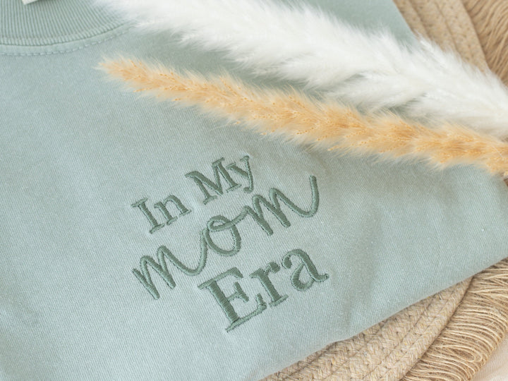 Embroidered In My Mom era Tshirt, Embroidered mom tshirt, Embroidered Summer Tshirt, Embroidered Boho Shirt, New Mom Gift, Baby INMYM-C-97
