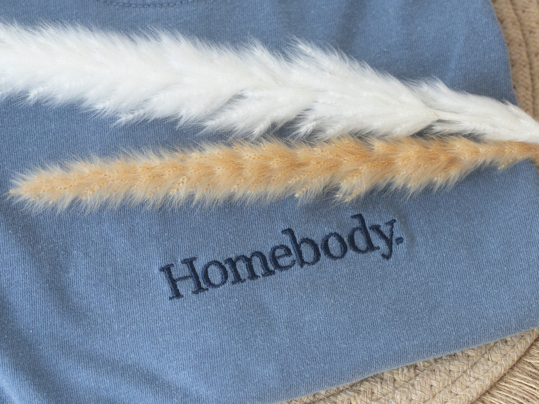 Embroidered Homebody Tshirt, Embroidered Indoors tshirt, Summer Tshirt, Embroidered Funny Shirt, Homebody T-shirt, HOMB-C-97