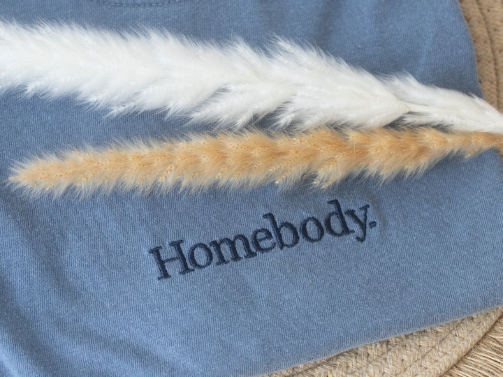 Embroidered Homebody Tshirt, Embroidered Indoors tshirt, Summer Tshirt, Embroidered Funny Shirt, Homebody T-shirt, HOMB-C-97