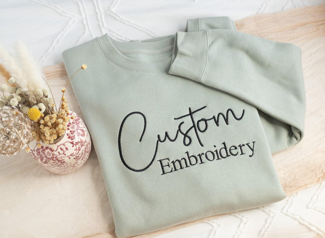 Custom Embroidered Sweatshirt or Hoodie, Pocket Embroidered Sweatshirt, Anniversary Gifts, Bride Sweatshirts Hoodies, CTC250C X