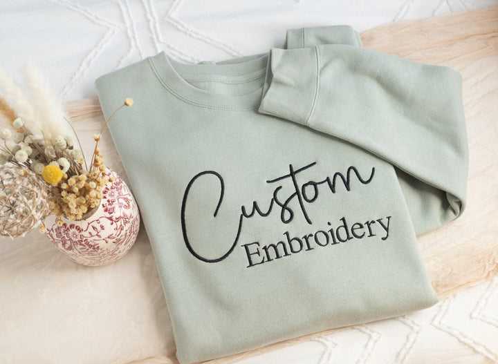 Custom Embroidered Sweatshirt or Hoodie, Pocket Embroidered Sweatshirt, Anniversary Gifts, Bride Sweatshirts Hoodies, CTC250C X