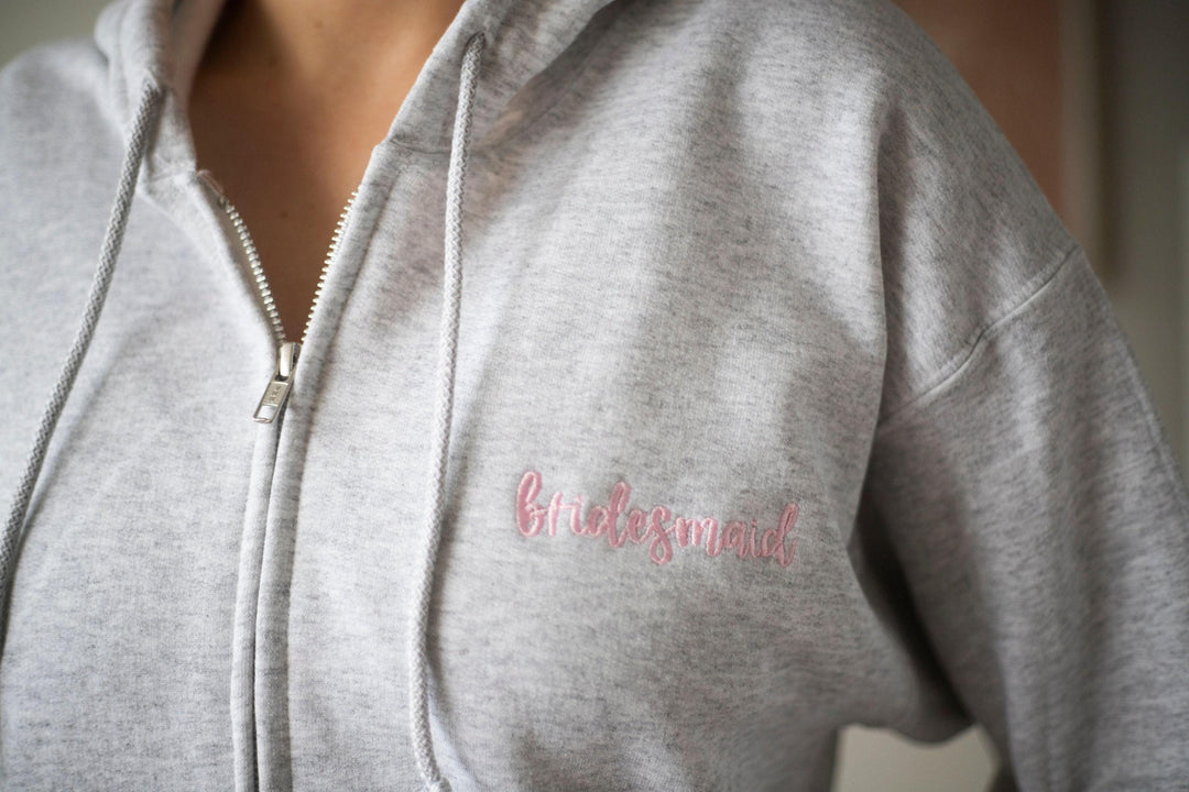 Custom Full Zip Hoodie, Custom Embroidered Full Zip Sweatshirt, Monogrammed Bridesmaid Gifts, Bridesmaid Zipper Sweatshirt ACP97C X