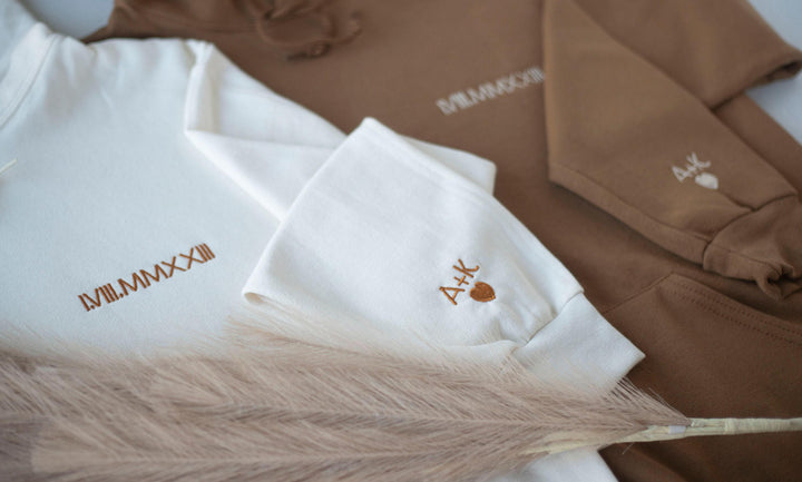Custom Embroidered Roman Numeral Hoodie, Personalized Couples Gifts, Anniversary Gifts, Valentine's Day Gifts, Embroidered Couples ROP97C X