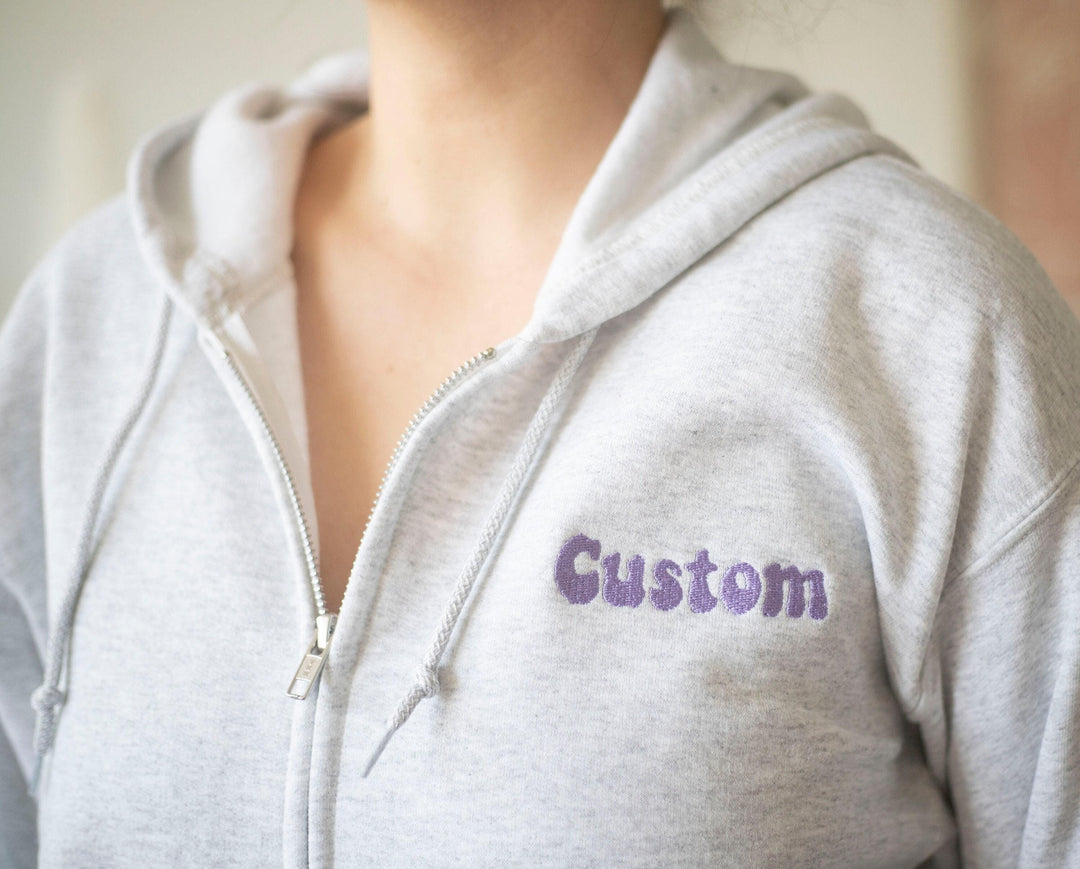 Custom Full Zip Hoodie, Custom Embroidered Full Zip Sweatshirt, Monogrammed Bridesmaid Gifts, Bridesmaid Zipper Sweatshirt ACP97C X