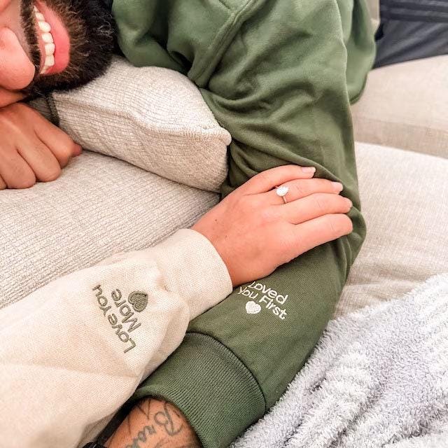 Custom Embroidered Roman Numeral Hoodie, Custom Date & Initial Hoodie, Anniversary Engagement Gift, Valentine's Day Gift Couples ROP97C, X