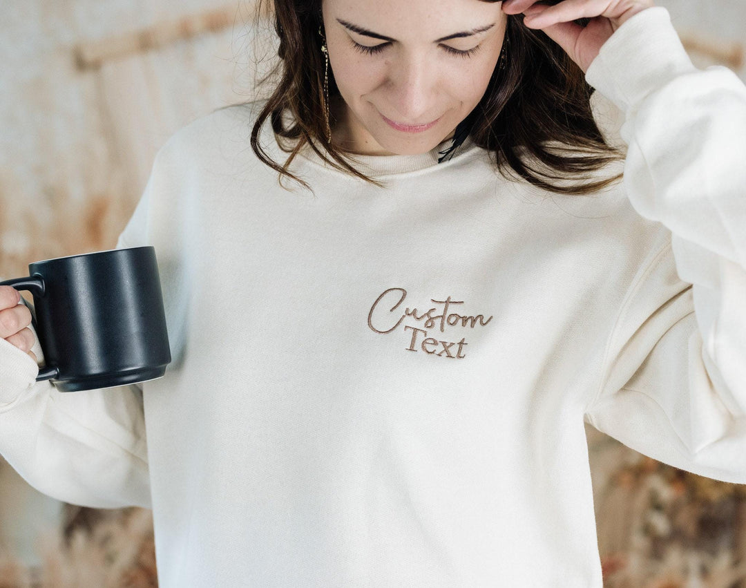 Custom Embroidered Sweatshirt or Hoodie, Pocket Embroidered Sweatshirt, Anniversary Gifts, Bride Sweatshirts Hoodies, Bridesmaid ATP97C X