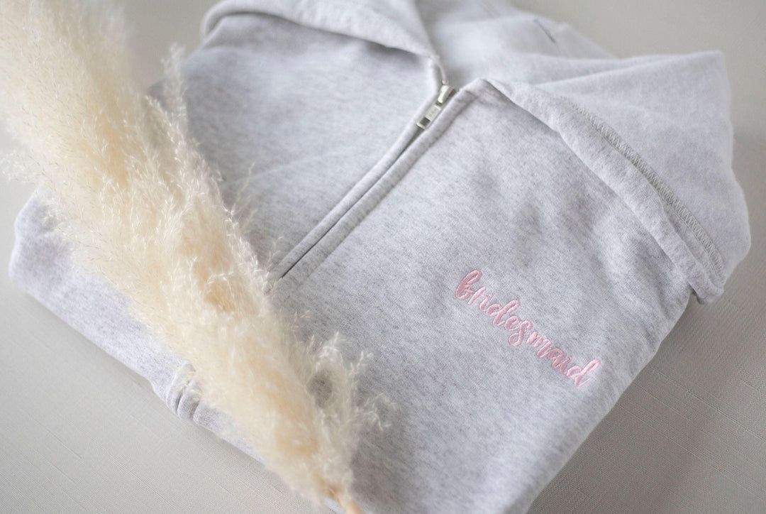 Custom Full Zip Hoodie, Custom Embroidered Full Zip Sweatshirt, Monogrammed Bridesmaid Gifts, Bridesmaid Zipper Sweatshirt ACP97C X