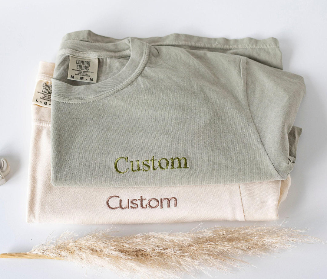 Custom Embroidered Comfort Colors T shirt, Custom Embroidered Tshirt, Embroidered Custom Tee, Embroidered T Shirt, Personalized ACP97C X