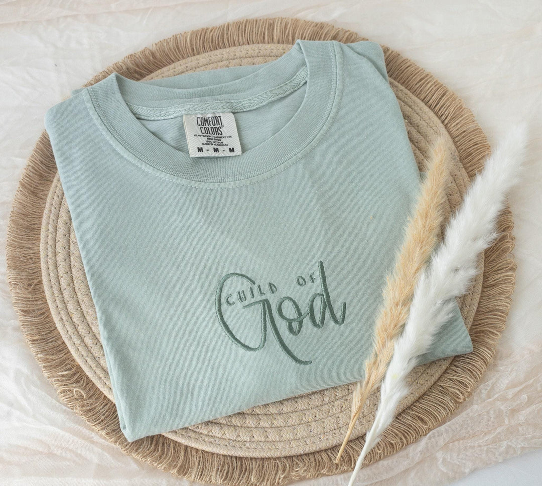 Embroidered Child of God Tshirt, Embroidered Christian Tshirt, Embroidered Bible Verse Tshirt, Christian Gifts, Bible Gift, CHI-C-97
