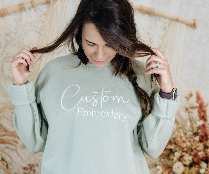 Custom Embroidered Sweatshirt, Personalized Sweatshirt, Custom Sweatshirt, Personalized Gifts for Couples Him Her Husband Wife CTC250C
