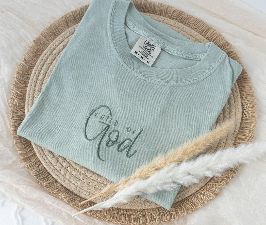 Embroidered Child of God Tshirt, Embroidered Christian Tshirt, Embroidered Bible Verse Tshirt, Christian Gifts, Bible Gift, CHI-C-97