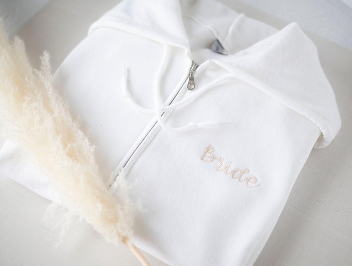Custom Full Zip Hoodie, Custom Embroidered Full Zip Sweatshirt, Monogrammed Bridesmaid Gifts, Bridesmaid Zipper Sweatshirt ACP97C X