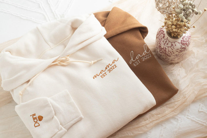 Mother's Day Gift, Birthday Gifts for Mom, Mom and Dad Matching Hoodies, Pregnancy Announcement Idea Custom Dad Gift SHP97C X
