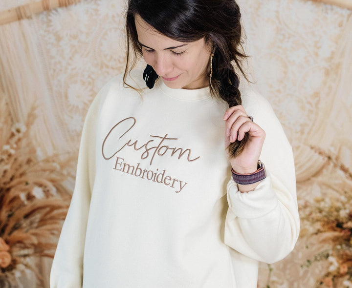 Custom Embroidered Sweatshirt or Hoodie, Pocket Embroidered Sweatshirt, Anniversary Gifts, Bride Sweatshirts Hoodies, CTC250C X