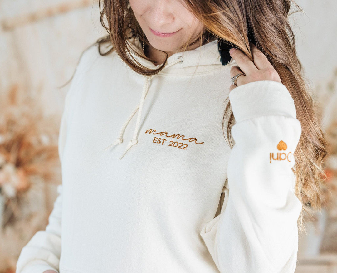Custom Embroidered Mama Dad Hoodie, Personalized Matching Mom and Dad Gifts, Gifts for Him, Husband Birthday Gift, Mother SHP97C X