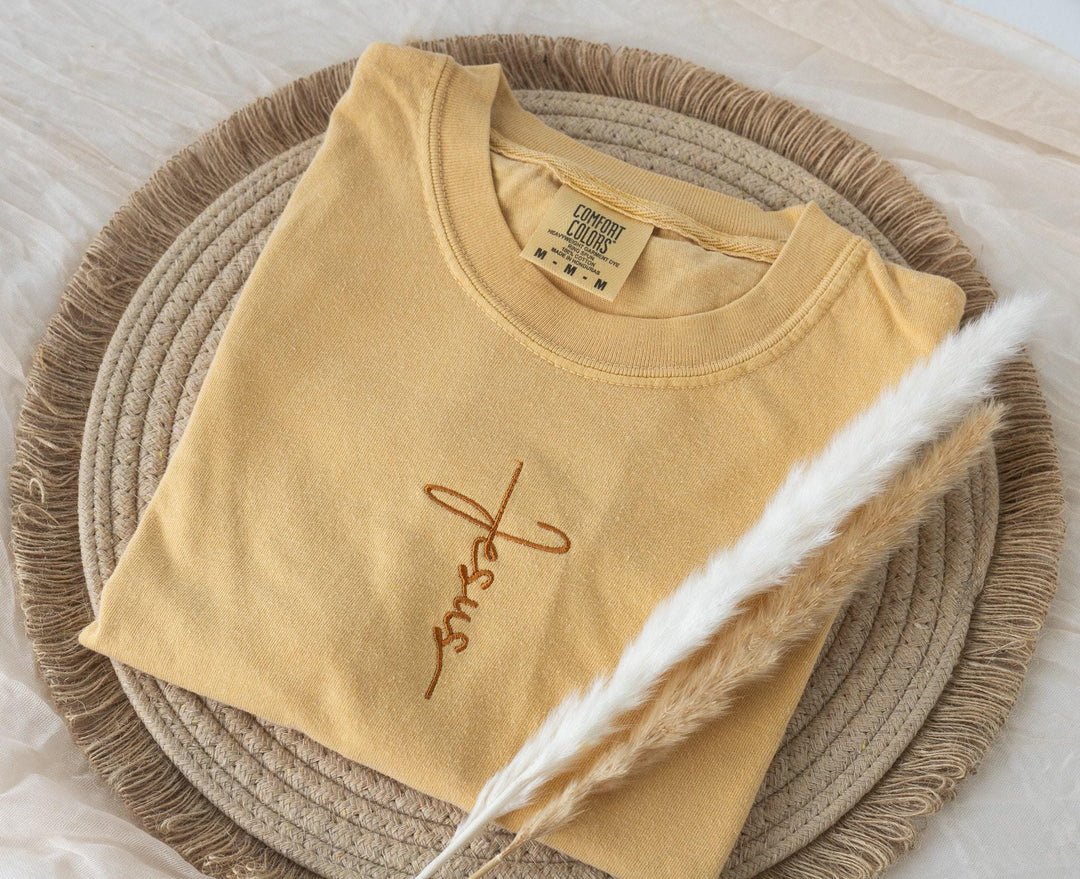 Embroidered Jesus Tshirt, Embroidered Christian Tshirt, Embroidered Bible Verse Tshirt, Christian Gifts, Bible Gift, Cross Tshirt, JES-C-97