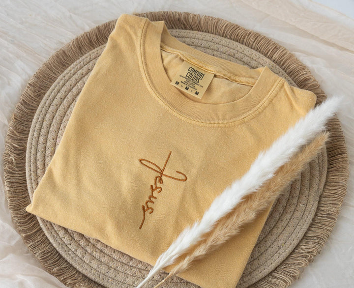 Embroidered Jesus Tshirt, Embroidered Christian Tshirt, Embroidered Bible Verse Tshirt, Christian Gifts, Bible Gift, Cross Tshirt, JES-C-97