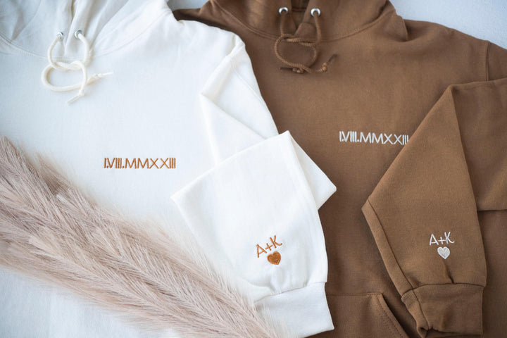 Personalized Couples Gifts, Custom Roman Numeral Embroidered Hoodie, Anniversary Gift, Valentine's Day Gifts, Valentine's Day Gifts ROP97C X