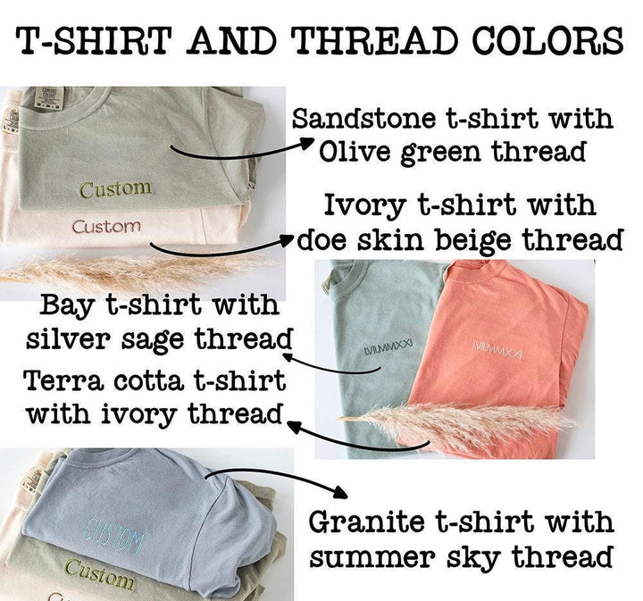 Custom Embroidered Comfort Colors T shirt, Custom Embroidered Tshirt, Embroidered Tee, Custom Tee, Embroidered Shirt, Personalized ACP97C X
