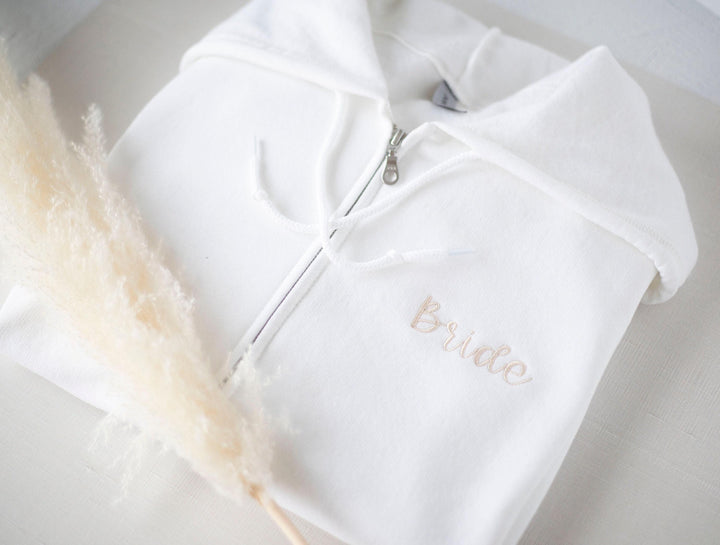 Custom Full Zip Hoodie, Custom Embroidered Full Zip Sweatshirt, Monogrammed Bridesmaid Gifts, Bridesmaid Zipper Sweatshirt ACP97C X