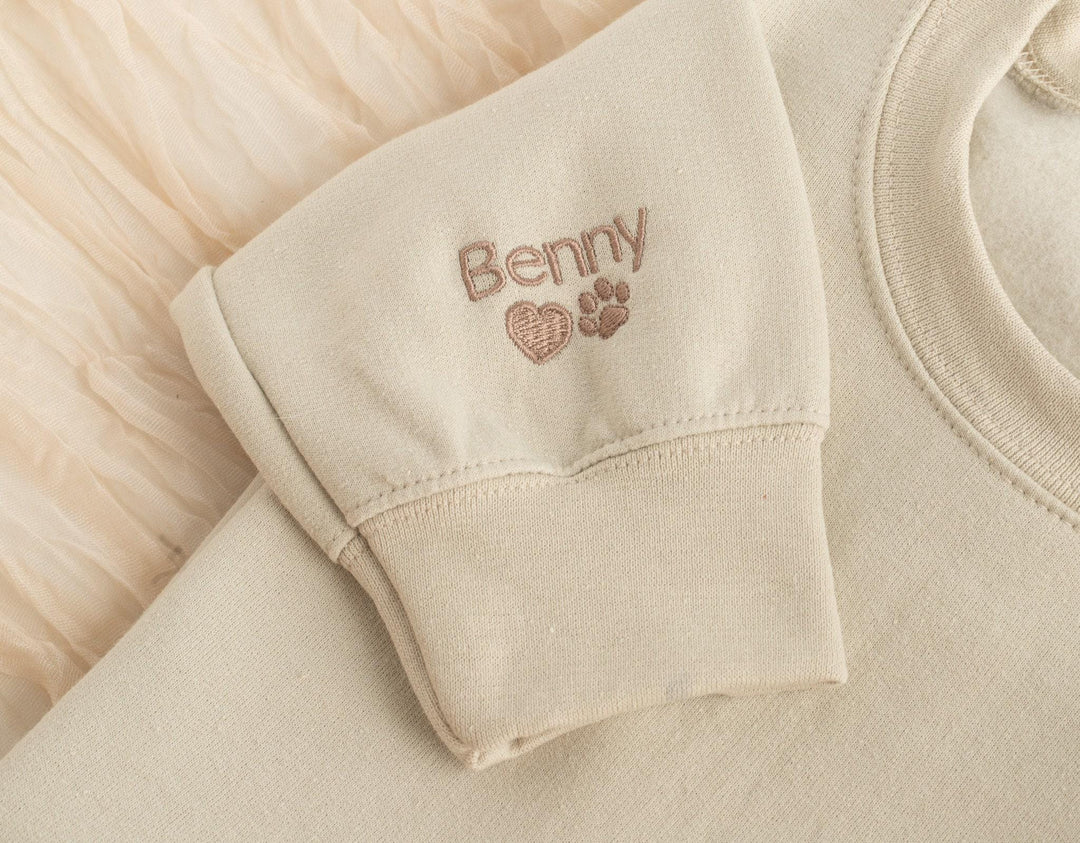 Custom Embroidered Dog Mom Sweatshirt, Dog Name Sweatshirt with Sleeve Names Paw Heart, Dog Mom Gifts, Pet Gifts, Gifts for Dog, NEN97C X