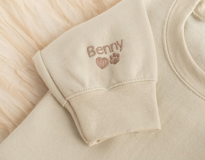 Custom Embroidered Dog Mom Sweatshirt, Dog Name Sweatshirt with Sleeve Names Paw Heart, Dog Mom Gifts, Pet Gifts, Gifts for Dog, NEN97C X
