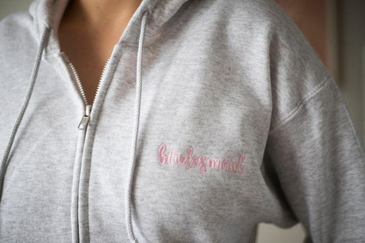 Custom Full Zip Hoodie, Custom Embroidered Full Zip Sweatshirt, Monogrammed Bridesmaid Gifts, Bridesmaid Zipper Sweatshirt ACP97C X