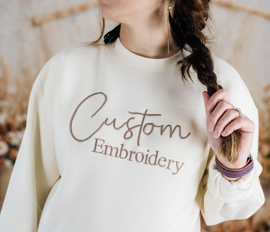 Custom Embroidered Sweatshirt, Personalized Sweatshirt, Custom Sweatshirt, Personalized Gifts for Couples Him Her Husband Wife CTC250C