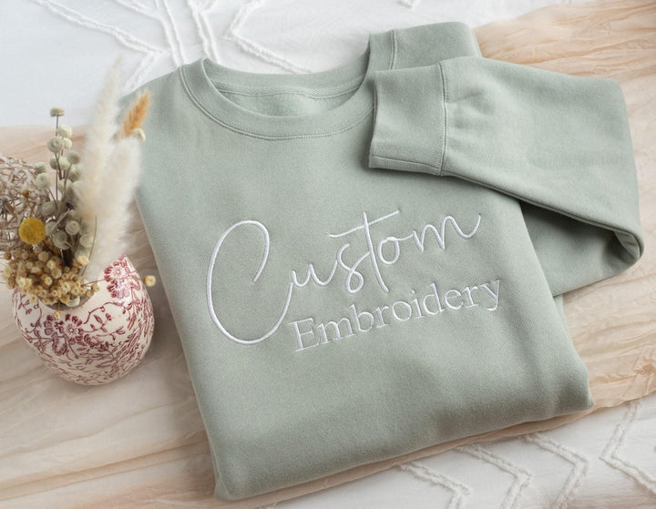 Custom Embroidered Sweatshirt, Personalized Sweatshirt, Custom Sweatshirt, Personalized Gifts for Couples Him Her Husband Wife CTC250C