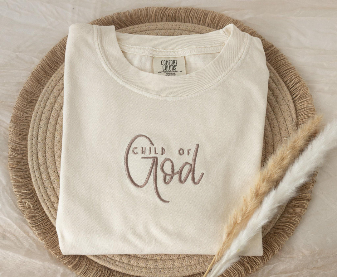 Embroidered Child of God Tshirt, Embroidered Christian Tshirt, Embroidered Bible Verse Tshirt, Christian Gifts, Bible Gift, CHI-C-97
