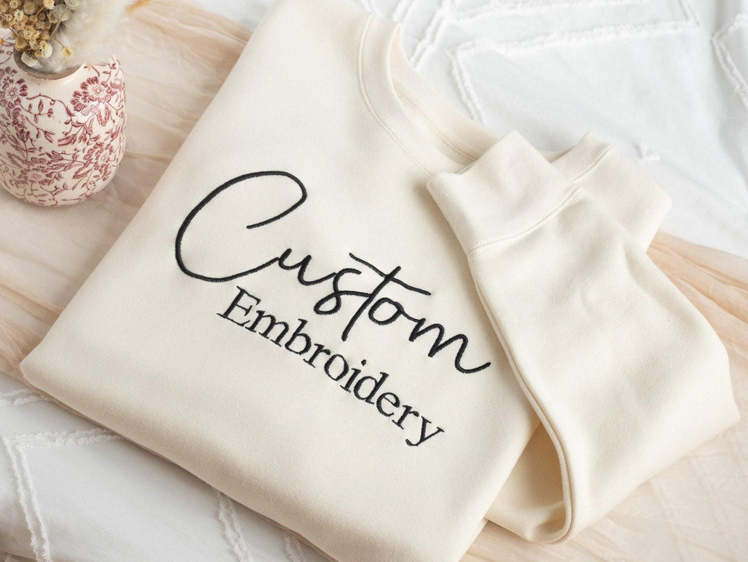 Custom Embroidered Sweatshirt, Personalized Sweatshirt, Custom Sweatshirt, Personalized Gifts for Couples Him Her Husband Wife CTC250C