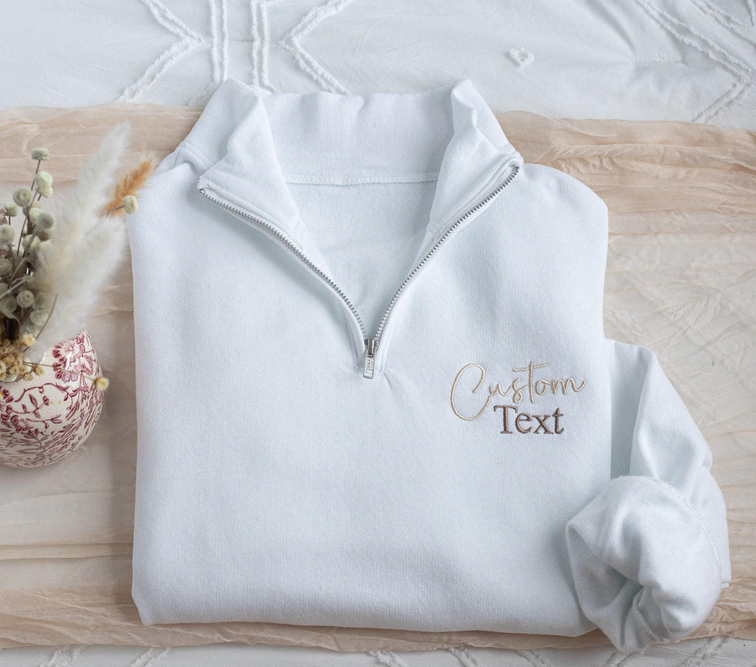 Custom Quarter Zip Sweatshirt, Custom Embroidered Quarter Zip Unisex Sweatshirt, Monogrammed Bridesmaid Gifts, Mother's Day Gifts ATP97C X