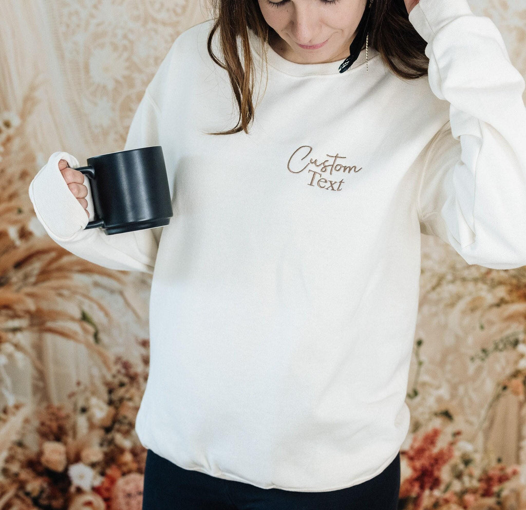 Custom Embroidered Sweatshirt, Pocket Embroidered Sweatshirt, Anniversary Gifts, Bride Sweatshirts Hoodies, Bridesmaid Gifs ATP97C X