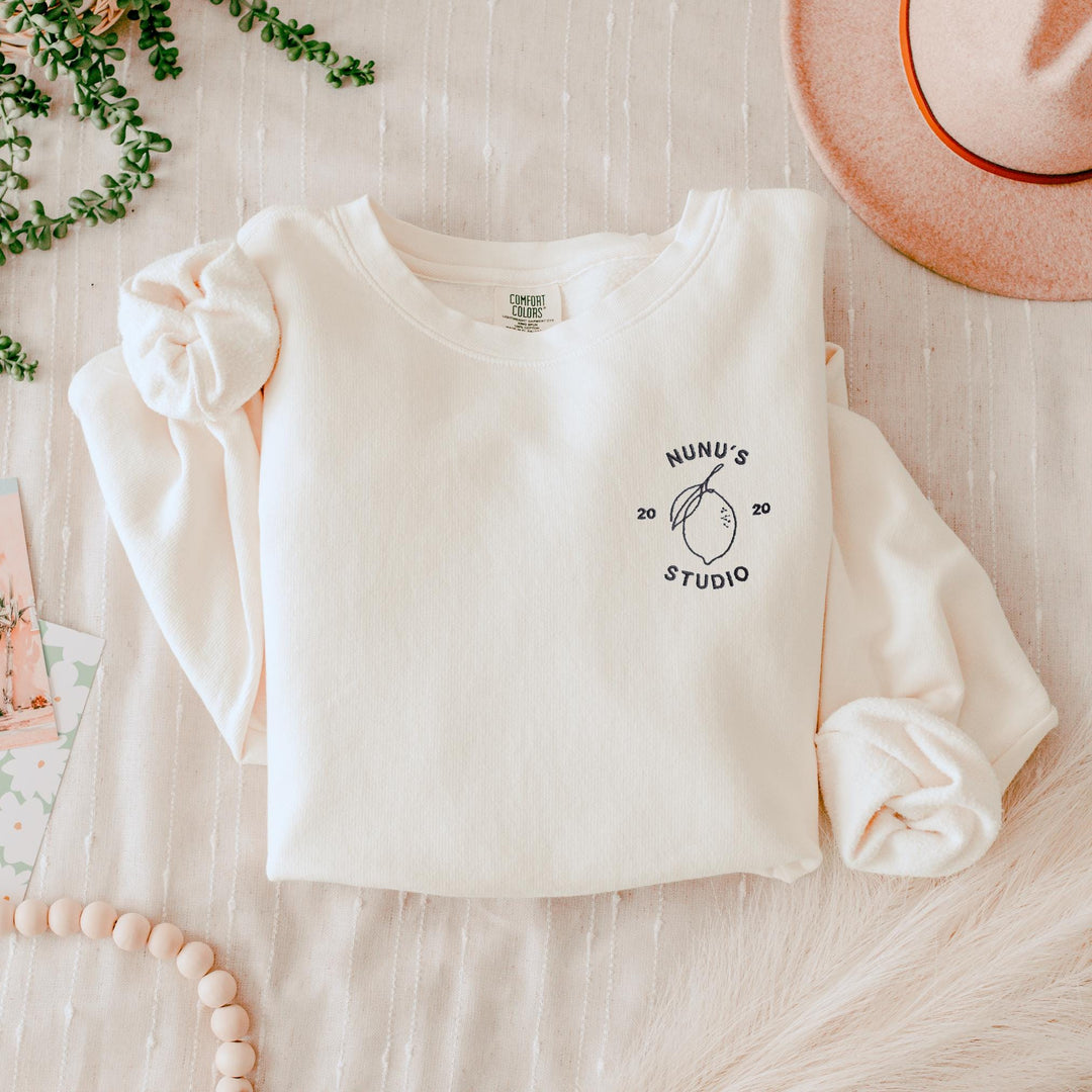 Custom Business Logo Embroidered Sweatshirt, Custom Comfort Colors® Fleece Crewneck, Personalized Gifts, Embroidered Crewneck Custom Logo