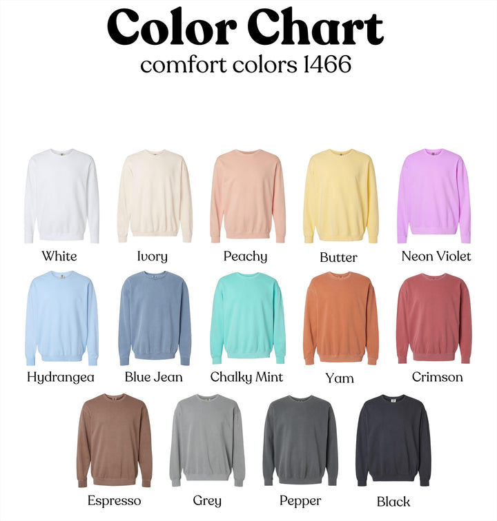 Embroidered Sardines Sweatshirt Comfort Colors® Fleece Crewneck, French Summer Sweatshirt, Garment-Dyed Vintage Sweatshirt, SAR-120-C