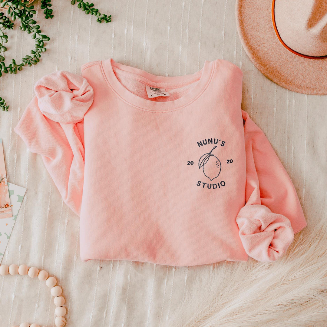 Custom Business Logo Embroidered Sweatshirt, Custom Comfort Colors® Fleece Crewneck, Personalized Gifts, Embroidered Crewneck Custom Logo