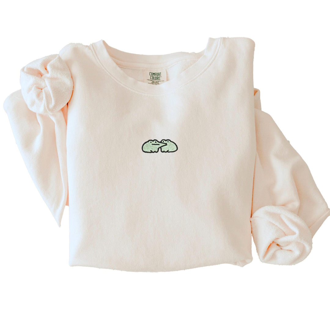 Embroidered Comfort Colors Sweatshirt, Frog Comfort Colors® Fleece Crewneck, Embroidered Comfort Colors Crewneck Sweatshirt FRO-C-97