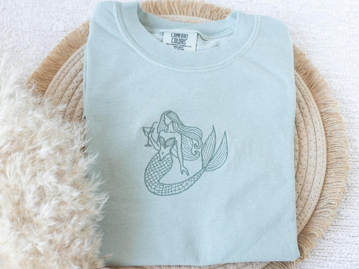 Embroidered Mermaid T-shirt, Embroidered Mermaid Tshirt, Embroidered Summer Tee, Trendy Tshirts for Women MER-C-97