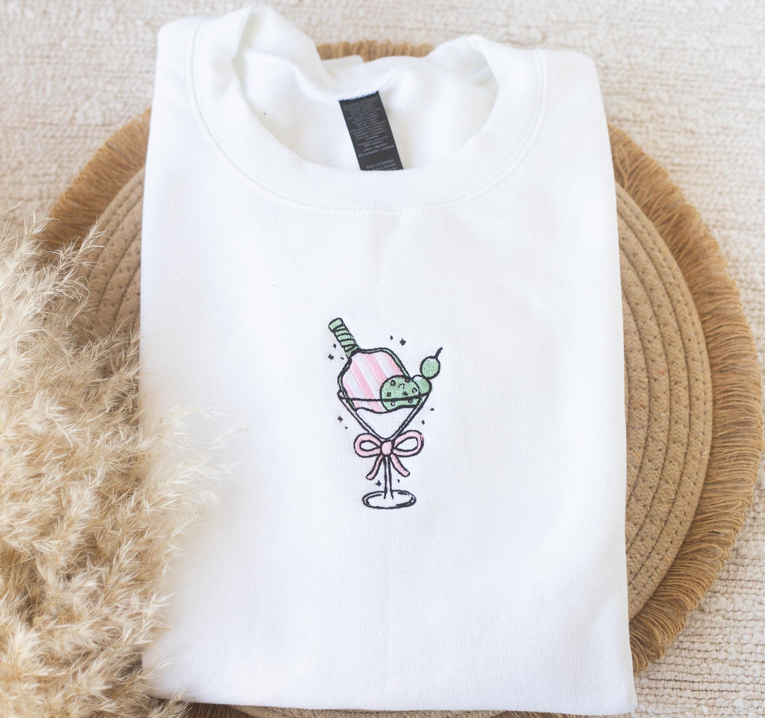 Embroidered Pickleball and Martini Sweatshirt, Pickleball Crewneck, Pickleball Gifts, Pickleball Player Gift, Pickleball Team Gift