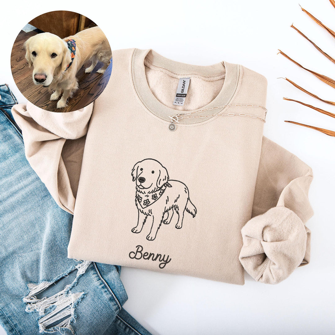 Custom Embroidered Ugly Dog Portrait Sweatshirt, Custom Embroidered Pet Sweatshirt, Dog Photo Sweatshirt, Personalized Pet Gift, Custom Dog