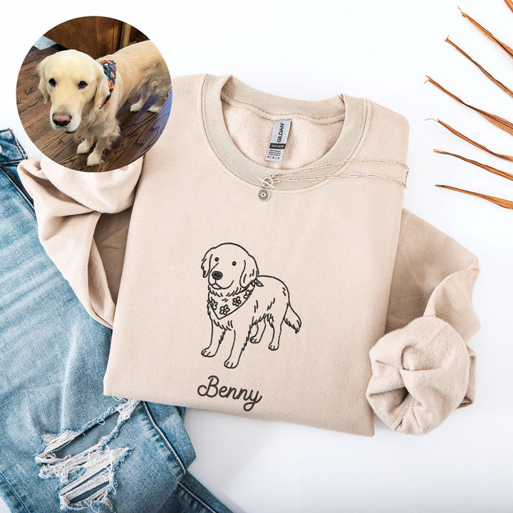 Custom Embroidered Ugly Dog Portrait Sweatshirt, Custom Embroidered Pet Sweatshirt, Dog Photo Sweatshirt, Personalized Pet Gift, Custom Dog