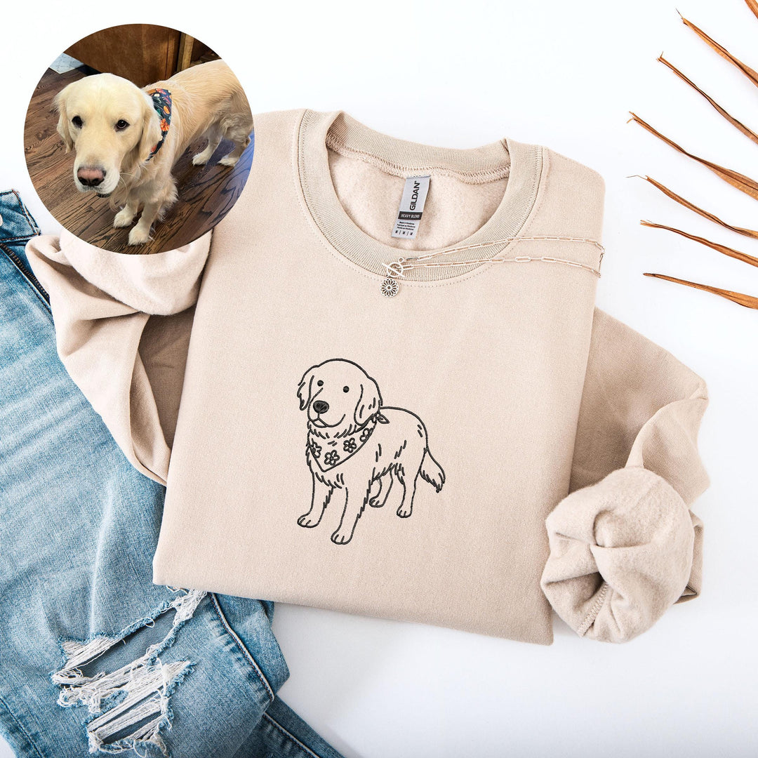 Custom Embroidered Ugly Dog Portrait Sweatshirt, Custom Embroidered Pet Sweatshirt, Dog Photo Sweatshirt, Personalized Pet Gift, Custom Dog